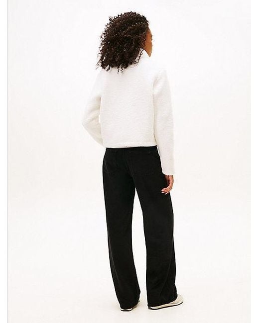Tommy Hilfiger Teddy Fleece Jack Met Rits in het White