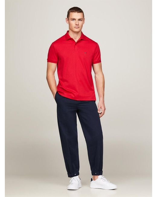 Polo coupe standard Essential à drapeau brodé Tommy Hilfiger pour homme en coloris Red