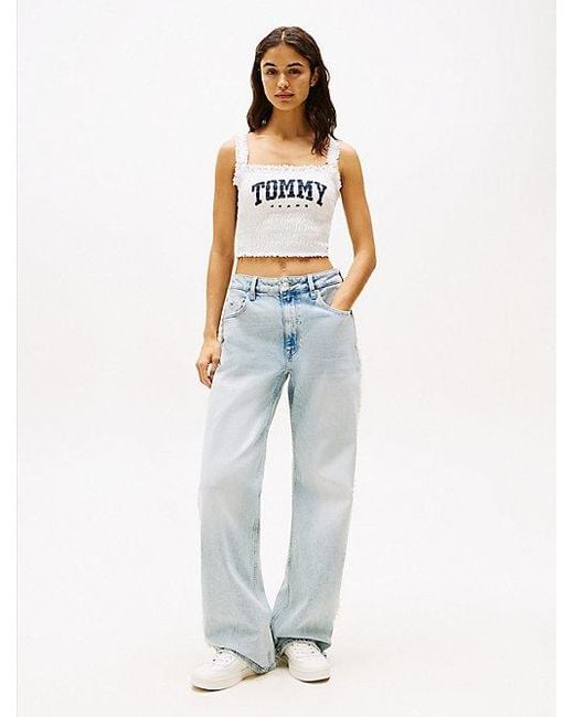 Tommy Hilfiger White Gesmoktes Slim Fit Varsity-Bralette