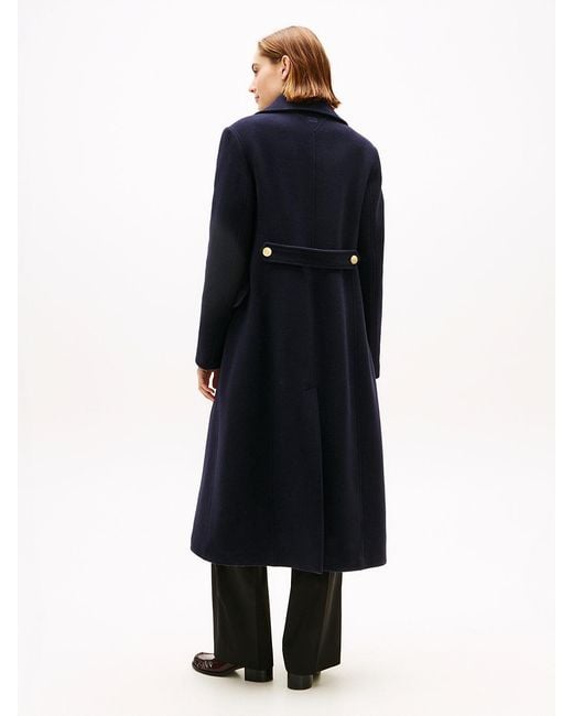 Tommy Hilfiger White Wool Blend Longline Slim Tailored Coat