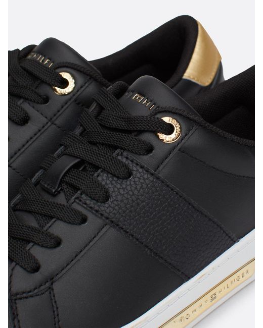 Tommy Hilfiger Black Casual Chic Leather Court Trainers