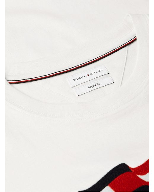 Tommy Hilfiger White Wavy Flag Appliqué Jersey T-Shirt for men