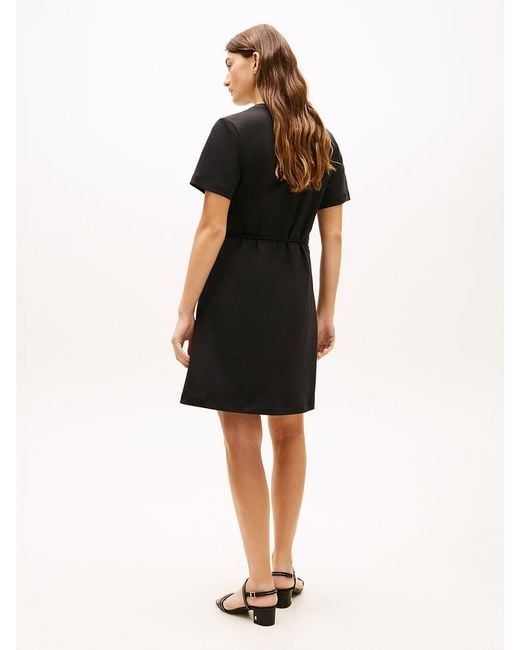 Tommy Hilfiger Black Interlock Knit Mini T-Shirt Dress