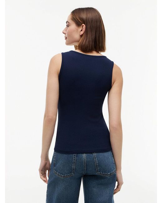 Tommy Hilfiger Blue Tone Button Ribbed Tank Top