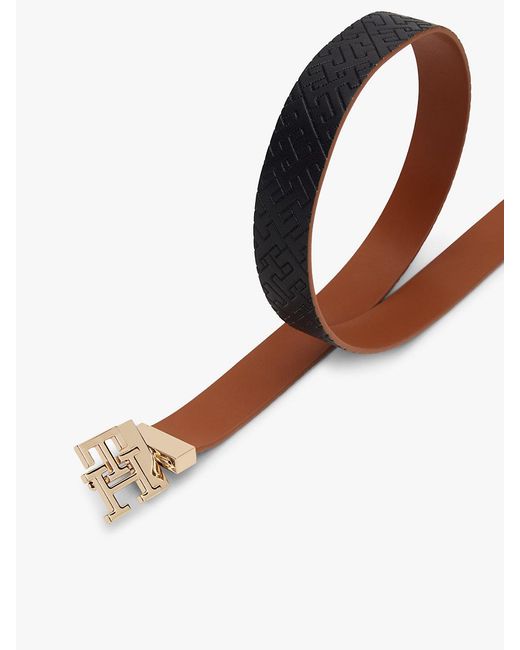 Tommy Hilfiger Brown Th Monogram Reversible Leather Belt