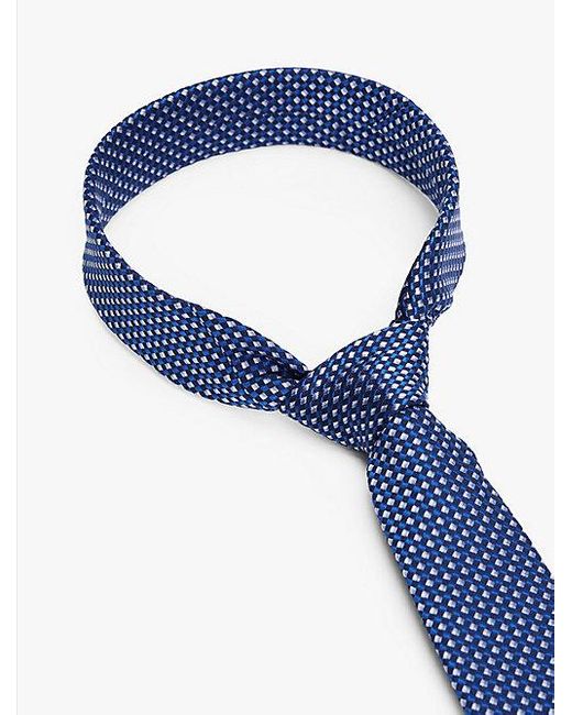 Tommy Hilfiger Zijden Stropdas Met Jacquard Microvierkanten in het Blue voor heren