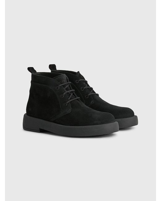 Tommy Hilfiger Black Suede Chunky Sole Lace-up Boots for men