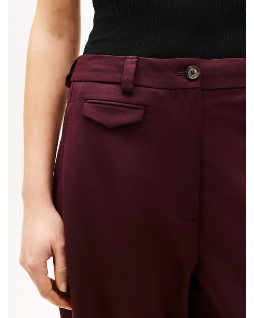 Tommy Hilfiger Red Wool Blend Loose Straight Leg Trousers