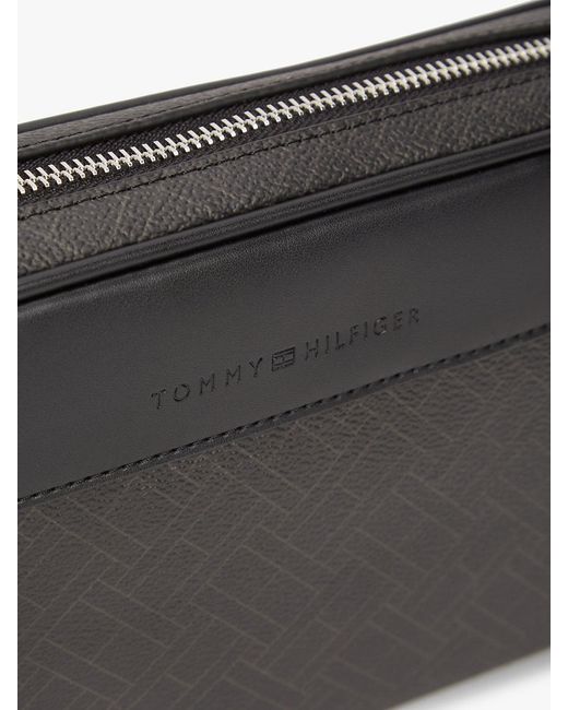 Tommy Hilfiger Black Hilfiger Flag Mixed Texture Pouch for men