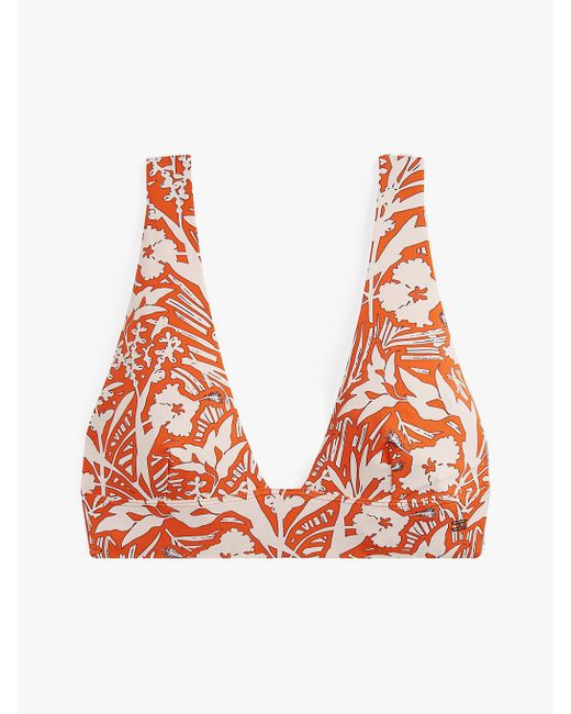Tommy Hilfiger Multicolor Tropical Print Fixed Triangle Bikini Top