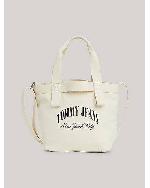 Tommy Hilfiger White Kleine Tote-Bag aus Canvas mit NYC-Logo