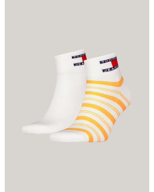 Tommy Hilfiger Metallic 2-pack Stripe Logo Ankle Socks