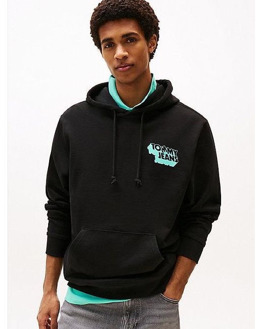 Sudadera Con Capucha Y Logo Gráfico Apilado Tommy Hilfiger de hombre de color Black