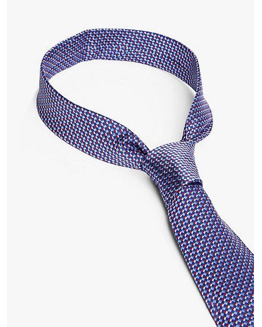 Tommy Hilfiger Zijden Stropdas Met Jacquard Microvierkanten in het Purple voor heren