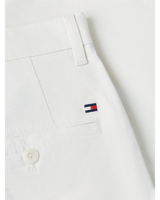 Tommy Hilfiger White Denton Twill Straight Fit Chino Shorts for men