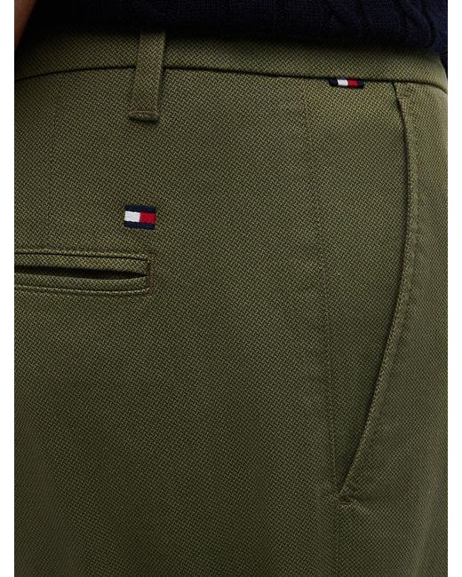 Tommy Hilfiger Green Denton Micro Print Straight Leg Chinos for men