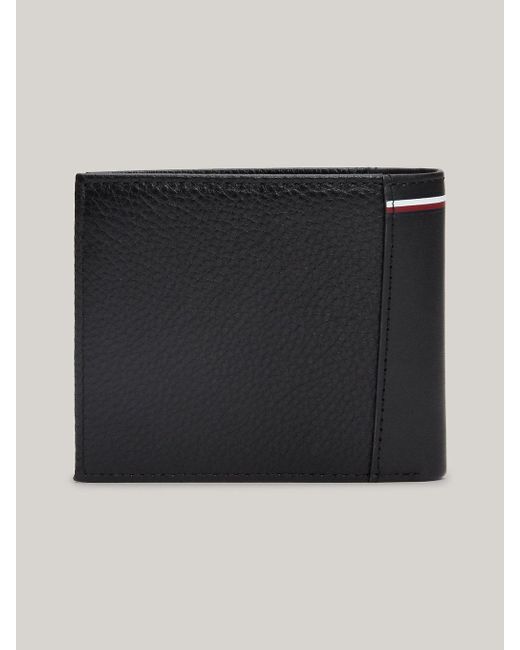 Tommy Hilfiger Black Textured Leather Bifold Wallet for men