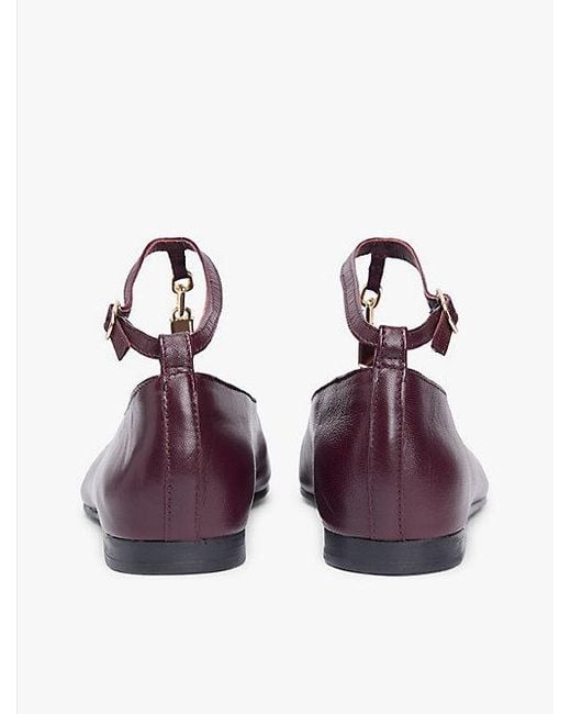 Tommy Hilfiger Leren Ballerina Met T-Bandje En Schakels in het Purple
