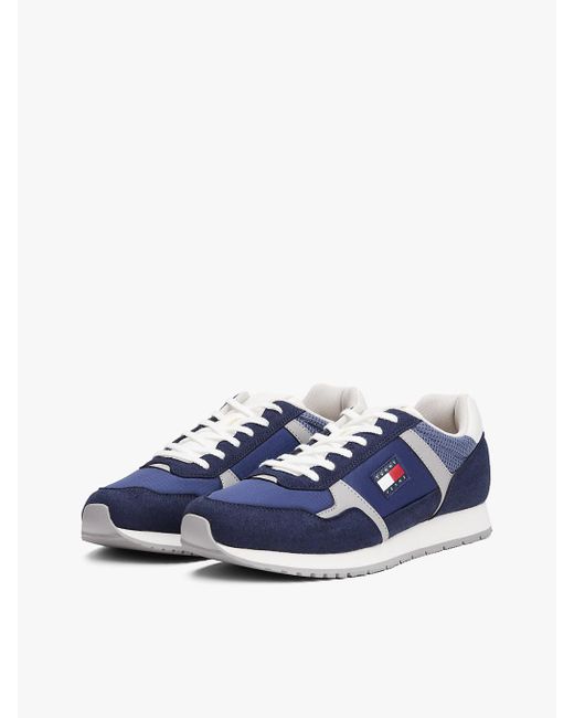 Baskets Multitextures À Logo Tommy Hilfiger pour homme en coloris Blue