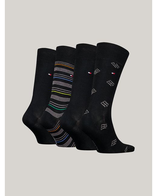 Tommy Hilfiger Black 4-pack Th Monogram Socks Gift Box for men