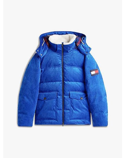Tommy Hilfiger Puffer-Jacke Aus Cord Mit Daunen Und Kapuze in Blue für Herren