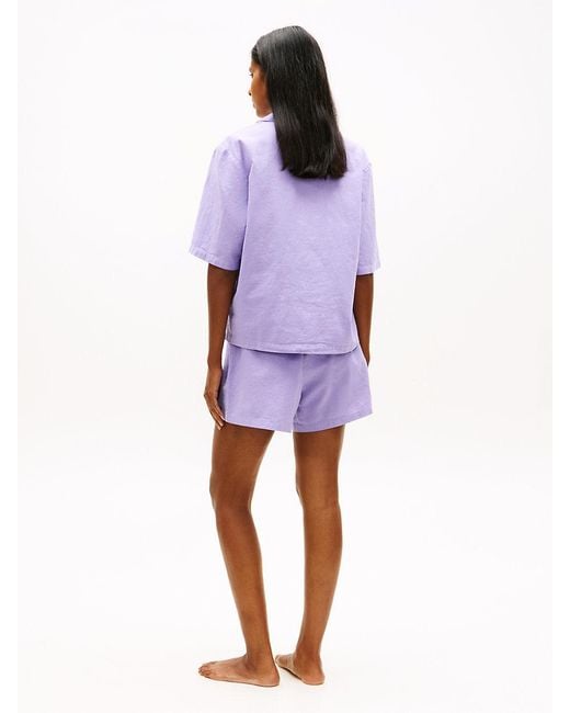 Tommy Hilfiger Purple Essential Pyjama Set With Linen