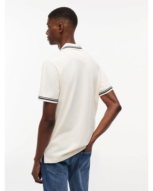 Tommy Hilfiger White Tommy Flag Regular Fit Tipped Polo Shirt for men