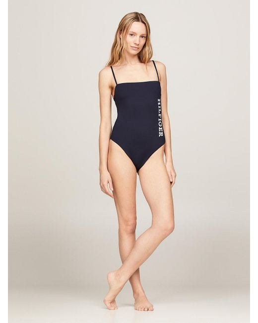 Tommy Hilfiger Blue Hilfiger Monotype One-piece Swimsuit