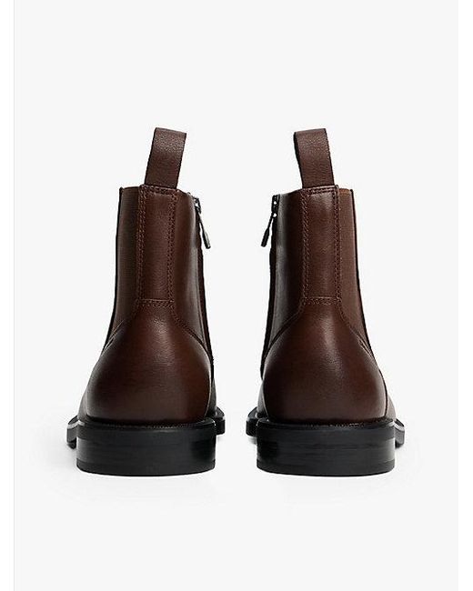 Tommy Hilfiger Leren Chelsea Boot Met Rits in het Brown voor heren