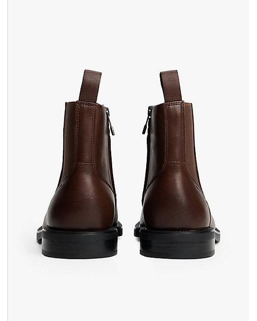 Tommy Hilfiger Leren Chelsea Boot Met Rits En Warme Voering in het Brown voor heren