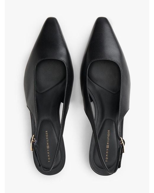 Tommy Hilfiger White Th Monogram Leather Slingback Kitten Heels