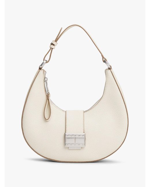 Borsa Hobo Con Chiusura A Scatto E Logo di Tommy Hilfiger in White