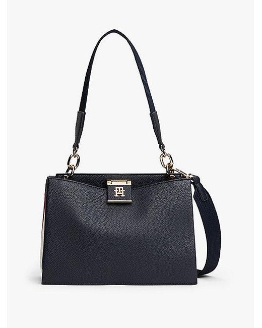 Bolso Satchel Con Monograma Th Tommy Hilfiger de color Blue