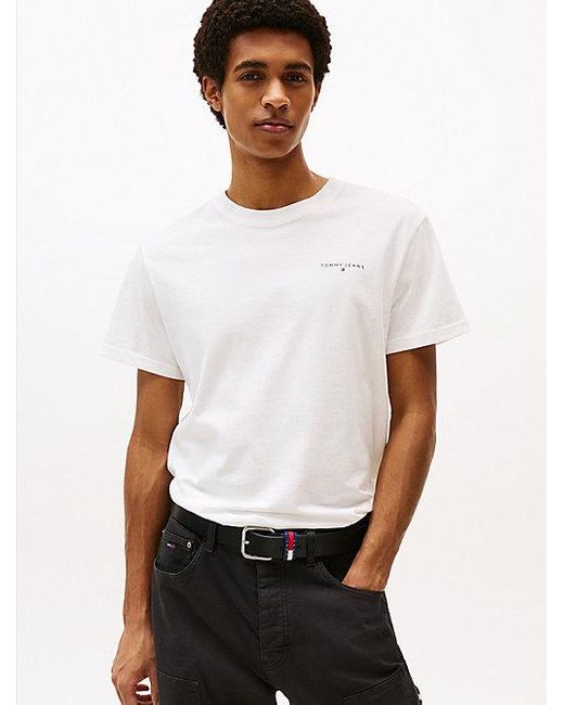 Camiseta Slim Con Logo Lineal Tommy Hilfiger de hombre de color White