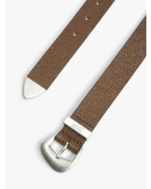 Tommy Hilfiger Brown Abstract Buckle Cracked Leather Belt