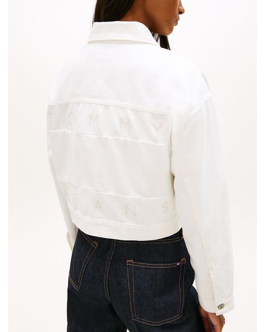 Tommy Hilfiger White Back Logo Oversized Denim Trucker Jacket