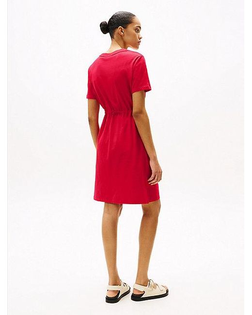 Tommy Hilfiger Mini T-Shirt-Jurk Met Logo in het Red