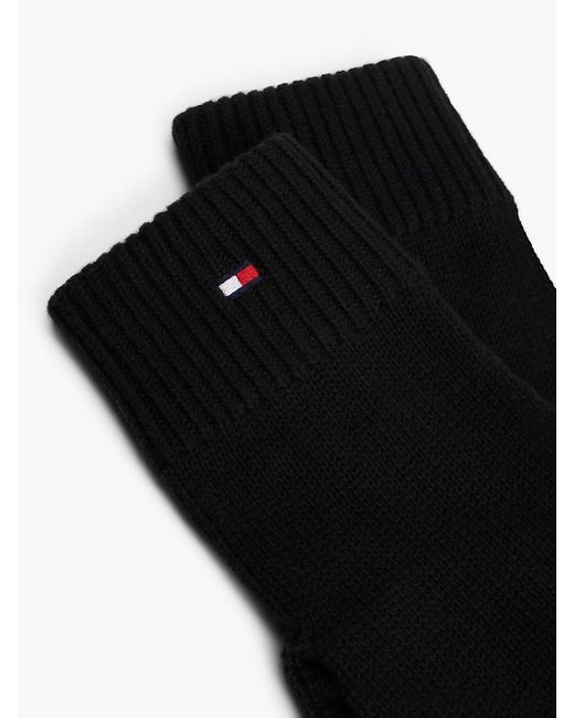 Tommy Hilfiger Black Hilfiger Flag Embroidery Gloves With Cashmere for men
