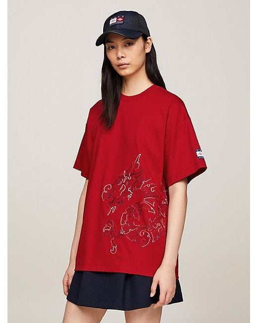 Camiseta dual gender de dragón Tommy x CLOT Tommy Hilfiger de hombre de color Red