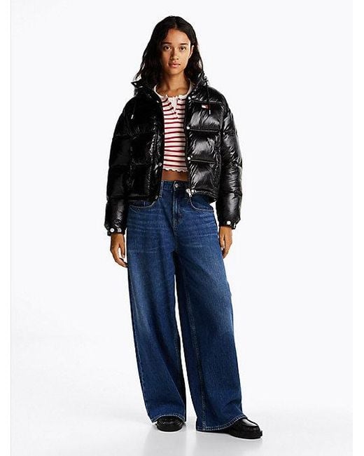 Tommy Hilfiger Glanzend Pufferjack Met Capuchon in het Black