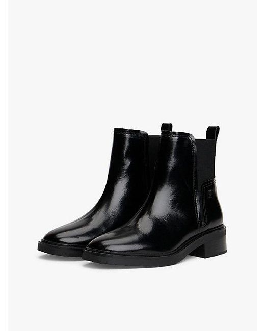 Tommy Hilfiger Leren Chelsea Boot Met Vierkante Neus in het Black