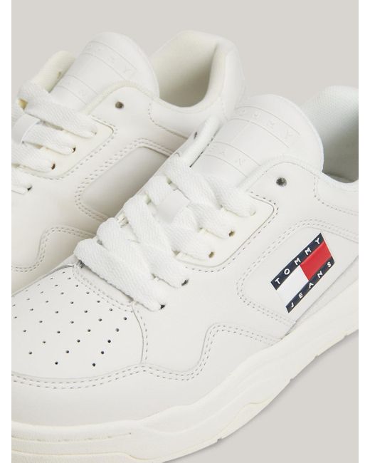 Tommy Hilfiger Natural Air Bubble Leather Basketball Trainers