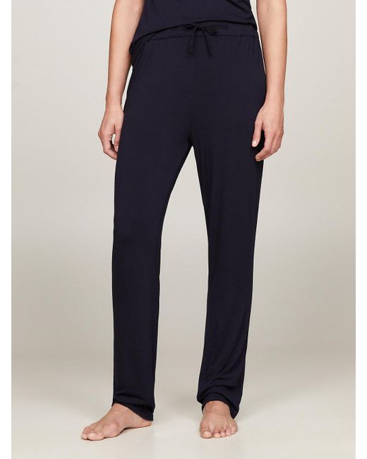 Tommy Hilfiger Blue Flag Embroidery Drawstring Lounge Trousers