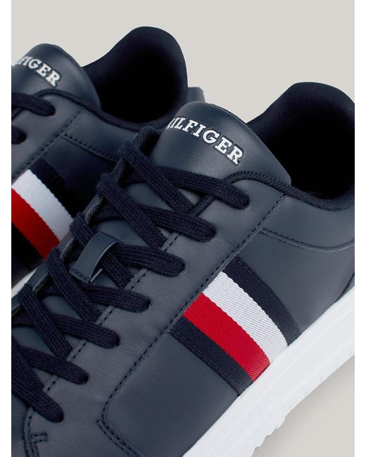 Tommy Hilfiger Blue Essential Leather Signature Tape Trainers for men