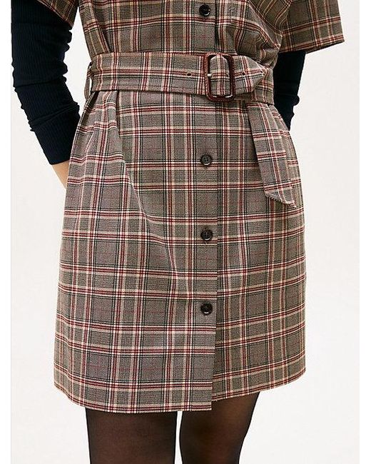 Tommy Hilfiger Relaxed Mini-Overhemdjurk Met Korte Mouwen in het Natural