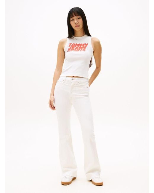 Tommy Hilfiger White Sylvia Light Wash Flared Jeans