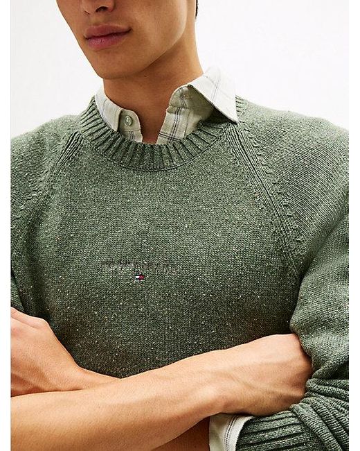Tommy Hilfiger Slim Trui Met Raglanmouwen En Lineair Logo in het Green voor heren