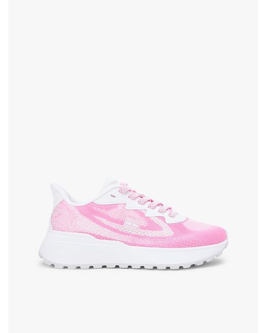 Tommy Hilfiger Pink Mesh Jacquard Knit Cleat Trainers