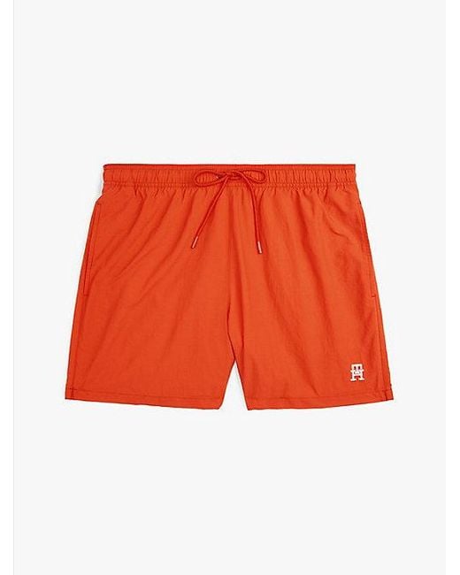 Tommy Hilfiger Medium Lange Zwemshort Met Th-Monogram in het Red voor heren