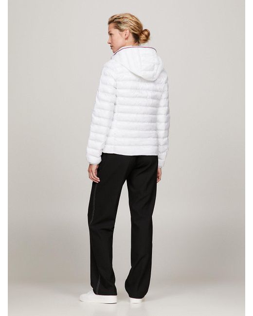 Tommy Hilfiger White Global Stripe Water Repellent Lightweight Padded Jacket